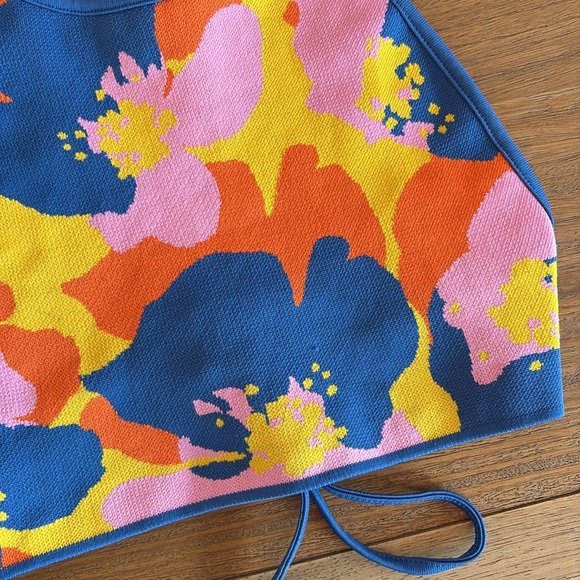 Zara Blue Floral Knit Halter Top - Picture 5 of 9